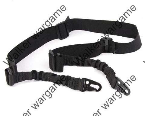 Tactical Two Point Elastic Bungee Snap Hook Rifle Sling --SWAT  Black