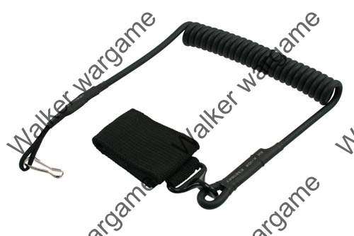 Tactical Pistol Hand Gun Elastic Spring Lanyard Sling  --- SWAT BLACK
