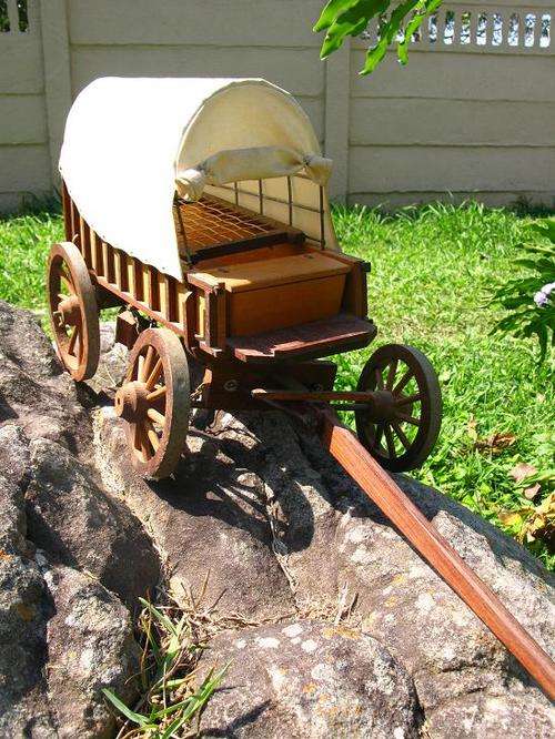 OLD WOODEN MODEL OF A VOORTREKKER WAGON