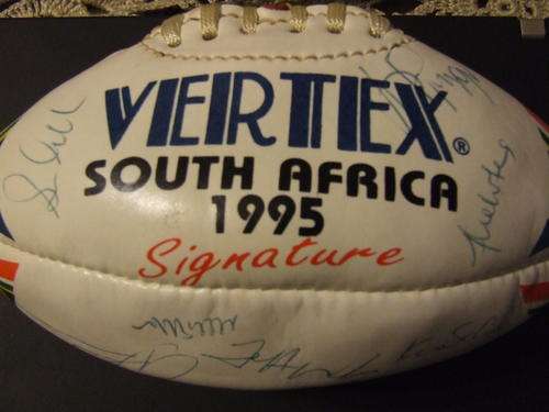 ***95 World cup Mini Rugby Ball signed by the All Blacks****