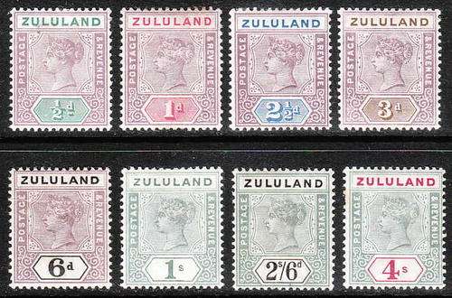ZULULAND 1894 SET TO 4/- MINT, SEE DESRIPTION. SACC 14-21 C/V R4425