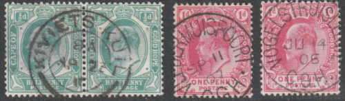 UNION 1906-11 UNCOMMON KIVIETS KUIL, VLEDERMUISPOORT AND VOGELSTRUISLEEGTE POSTMARKS AS PER SCAN