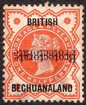 BECHUANALAND 1890 1/2d PROTECTORATE DOUBLE AND INVERTED UNUSED SACC 52c C/V R15000 SEE DESCRIPTION