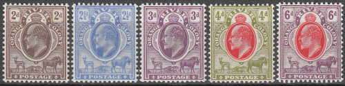 OFS 1903-04 KEVII 5 VALUES TO 6d VERY FINE MNH. SACC 86-90 C/V R1860