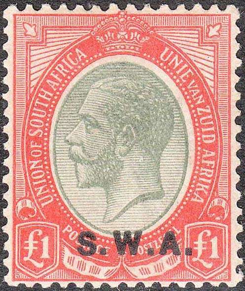 SOUTH WEST AFRICA 1927 SWA OVERPRINT ONE POUND FINE MNH SACC 92 C/V R3200 SEE DESCRIPTION