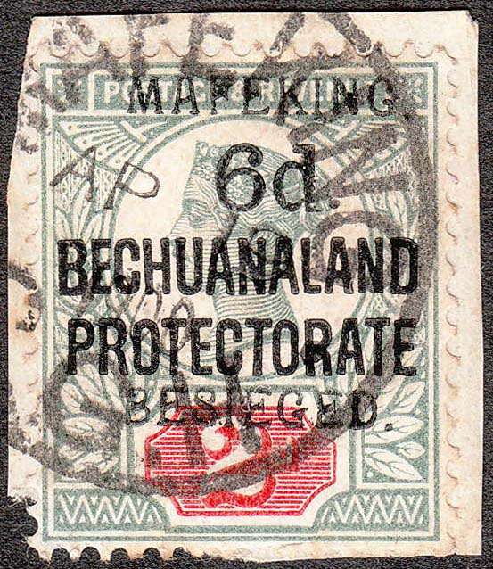 MAFEKING SIEGE 1900 6d ON 2d USED ON PIECE. SACC 10 C/V R1700. SEE DESCRIPTION