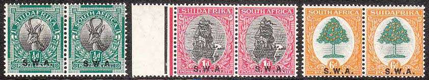 SOUTH WEST AFRICA 1926 SWA OVERPRINTS 1/2d, 1d AND 6d IN PAIRS VERY FINE MNH SACC 81/2 86 C/V R410
