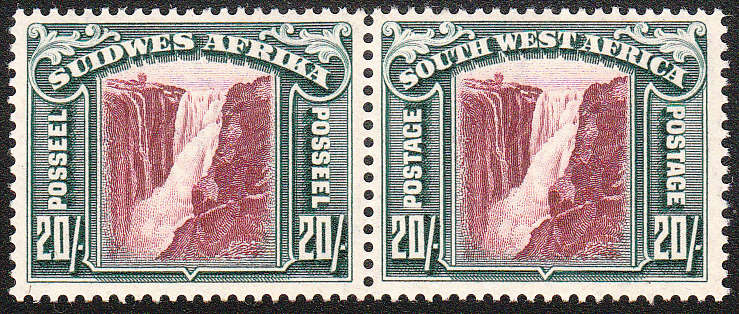 SOUTH WEST AFRICA 1931 DEFINS 20/- PAIR VERY FINE MINT. SACC 114 R1500