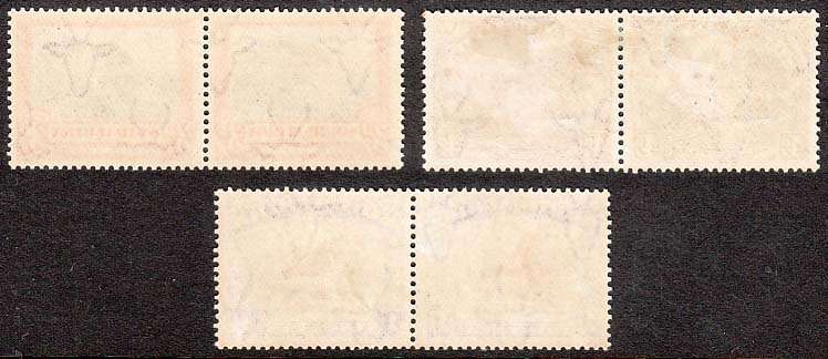 UNION 1927 LONDON PICTORIALS 3d, 4d AND 1s FINE MINT PAIRS. SACC 34-36 R1080