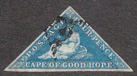 CGH 1855-63 TRIANGULARS 4d DEEP BLUE WITH GOOD EVEN MARGINS USED. SACC 6 R13000