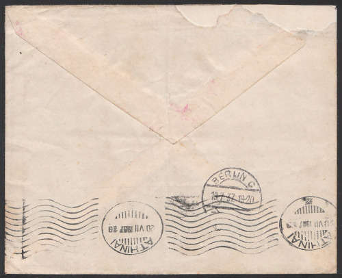 1937 RARE FLIGHT COVER OSAKA (JAPAN) - CHITA (SIBERIA) - BERLIN - ATHENS - CAPE TOWN