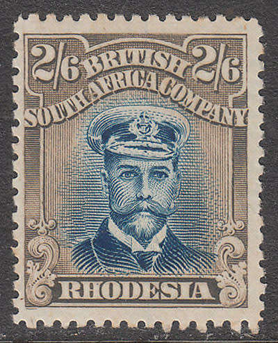 RHODESIA 1913 ADMIRALS DIE III 2s6 ULTRAMARINE AND GREY-BROWN SHADE FINE MINT. SACC 274