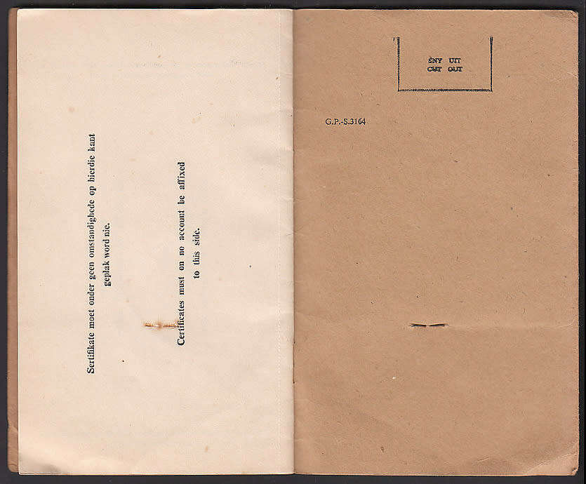 SOUTH AFRICA 1950 UNION LOAN CERTIFICATES BOOKLET COMPLETE WITH FOUR PAGES WITH CERTIFICATES. SCARCE