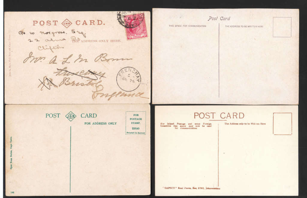 CAPE OF GOOD HOPE HOUT BAY EARLY 1900`s SELECTION OF 8 DIFFERENT POSTCARDS USED/UNUSED.