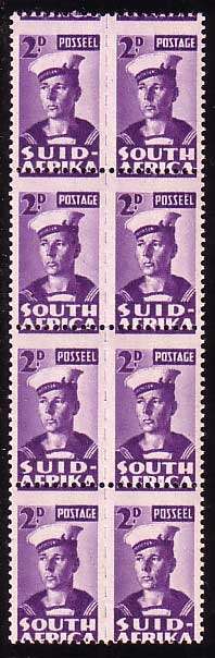 South Africa 1942 Small War Issue 2d Sailor Block Shifted Perfs Unmounted