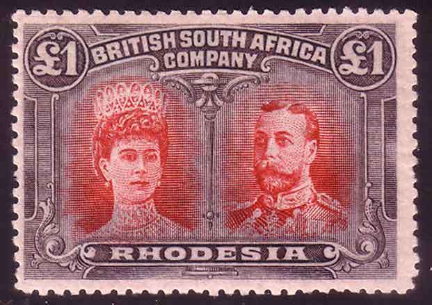 Rhodesia 1910 Double Heads One Pound SACC 165 Very Fine LMM. Cat R16500