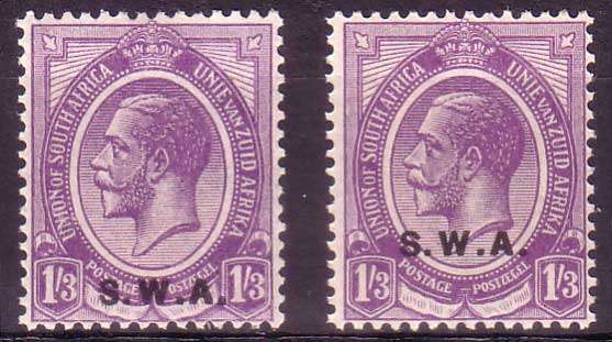 South West Africa 1927 SWA Overprints 1/3d SACC 91 and 91a LMM
