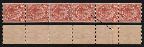 SA 1913 KING'S HEADS 1.5d COIL STRIP OF 6 WITH JOIN VERY FINE UNMOUNTED MINT. CAT R1700