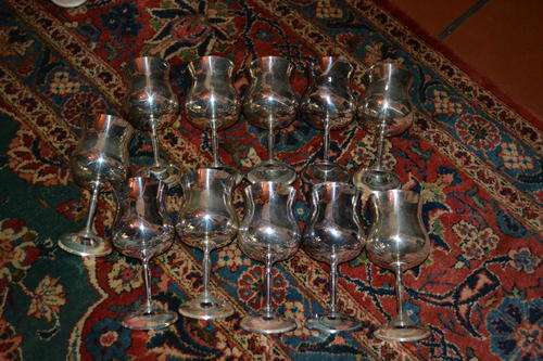 11 SILVER PLATED WINE GOBLETS