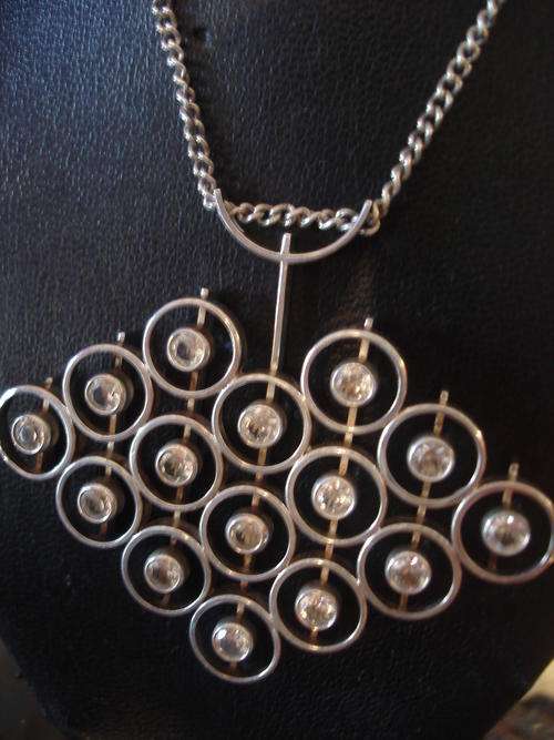 STUNNING SILVER & ROCK CRYSTAL PENDANT BY KULTASEPPA SALOVAARA KY FINLAND