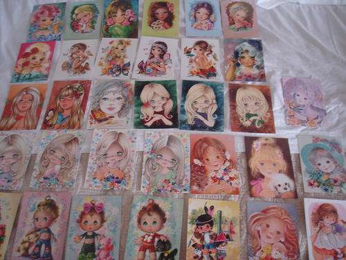 COLLECTION OF 33 VINTAGE RETRO CUTE POSTCARDS