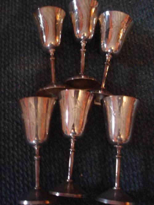 6 SILVER PLATED GOBLETS