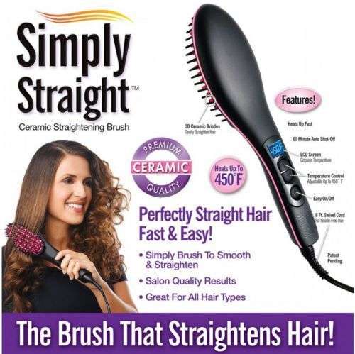 Simply Straight LCD Ceramic Hair Straightener Brush Hair Straight Combs