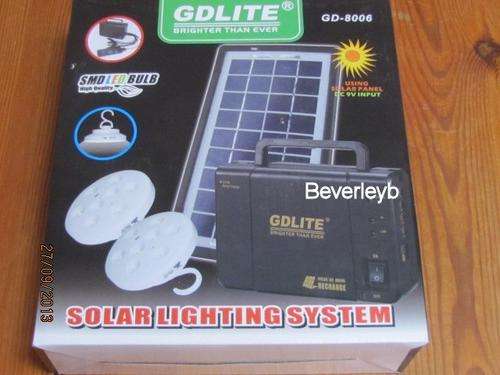 Complete Solar System, Solar Panel, Rechargeable battery & 2 LED Lights