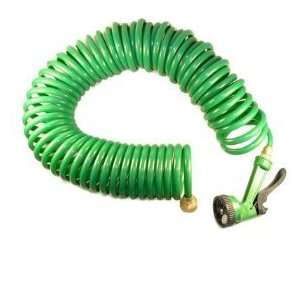 15M Coiled Garden Hose with Adjustable Spray Head
