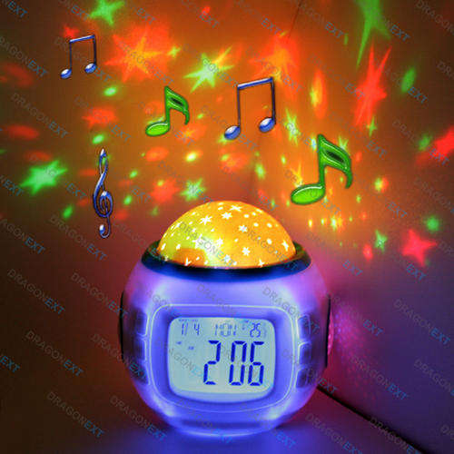 Digital projection Clock, projects a Starry Sky