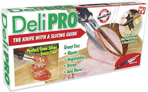 DELI PRO! The Knife with a slicing guide for perfect slices everytime!