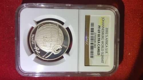 2002 R1 Silver  Johannesburg World Summit  PF69 Ultra Cameo
