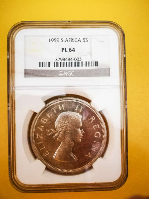 1959  5 Shilling Graded PL64