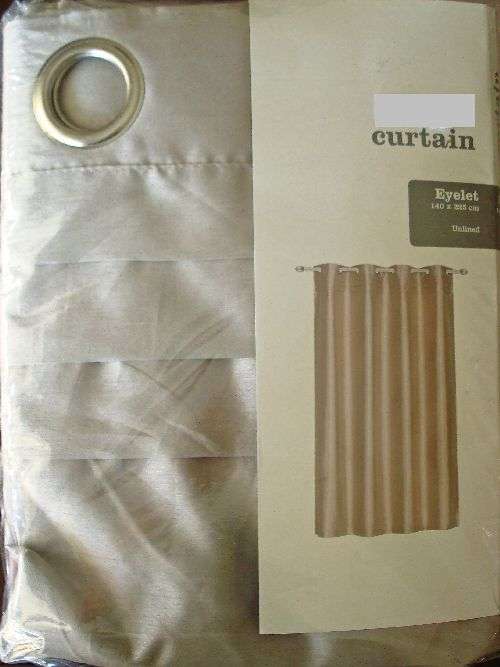 Eyelit Beige Unlined Curtain 140 x 225