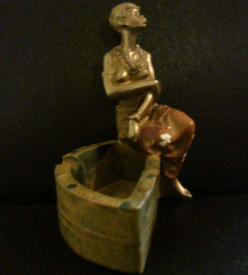African Woman on Stone coloured Ashtray