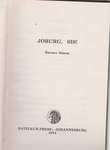 Joburg, Sis by Barney Simon Humorous short stories