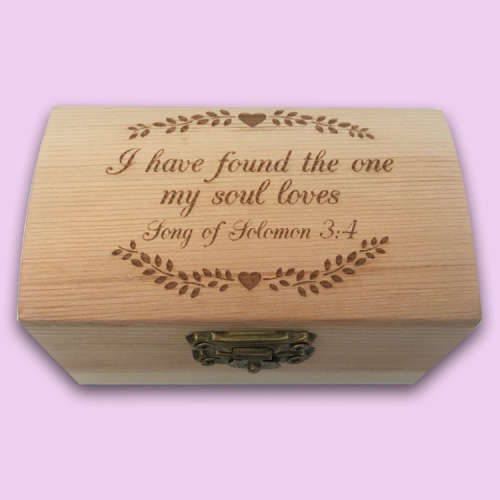 Ring holder engraved wooden box