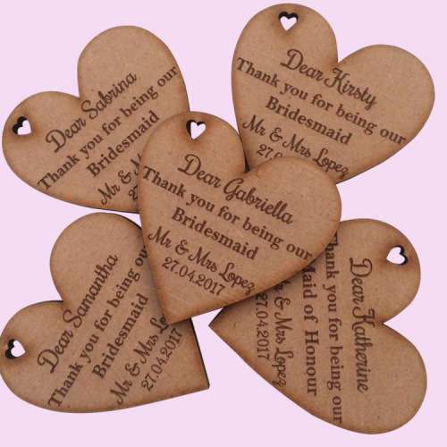 Personalised Heart Thank you's KEYRINGS (PACK OF 5)