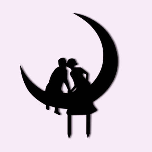 Moon Wedding Cake Topper (Wood or Acrylic)