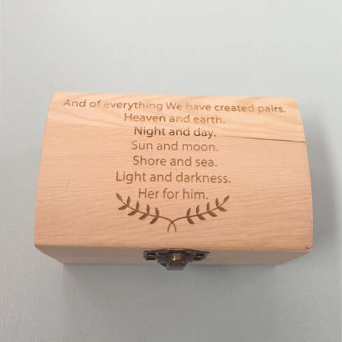 Ring holder engraved wooden box