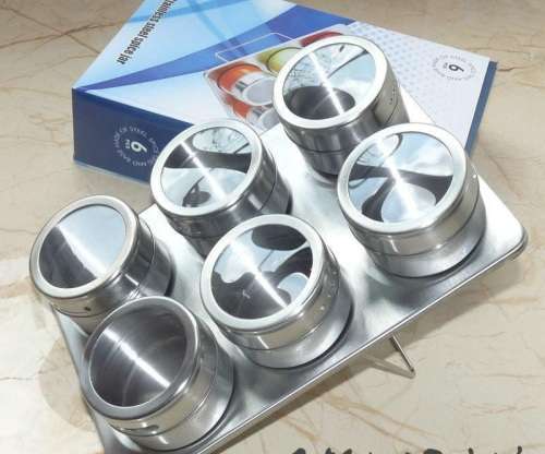 Stainless Steel 6 Piece Condiments Set on Tray