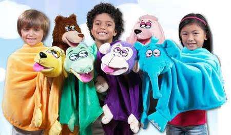 CUDDLE PUPPET - blanket with purple monkey puppet