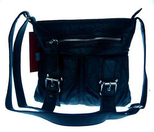 NEW ARRIVAL -SMALL BLACK Leathery Feel Utility Handbag