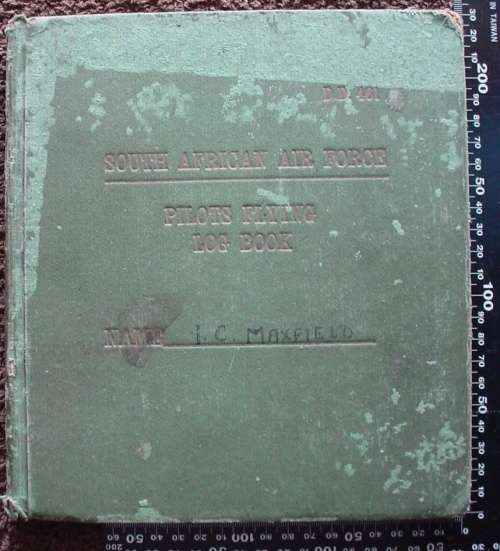 SA Air Force Pilots Flying Log Book to 205680V I.C.Maxfield, 1941-44, covers his 1st to 27th raids