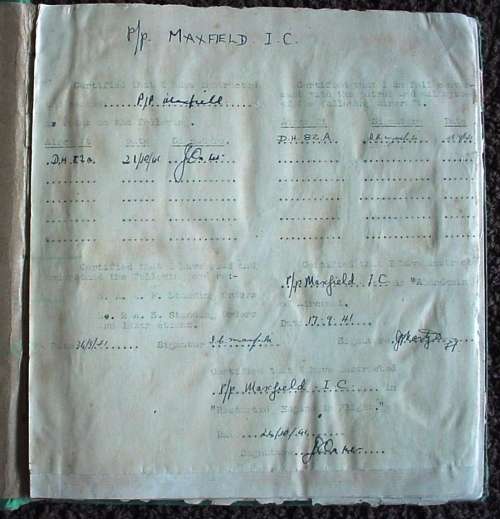 SA Air Force Pilots Flying Log Book to 205680V I.C.Maxfield, 1941-44, covers his 1st to 27th raids