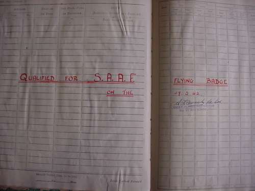 SA Air Force Pilots Flying Log Book to 205680V I.C.Maxfield, 1941-44, covers his 1st to 27th raids