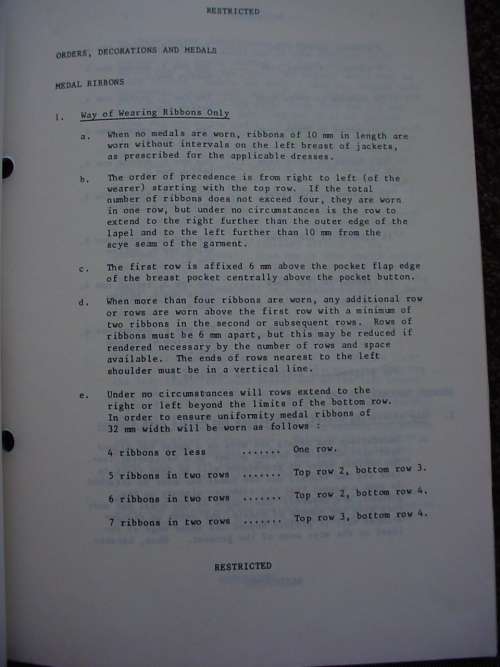 SA Army Dress Instructions - Orders, Decorations and Medals / Ordes, Dekorasies en Medaljes 29/2/80