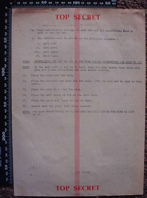 Rhodesian Army instruction leaflet for landmines, page 3 and 4 of a 4 page leaflet (Rhodesia Army)