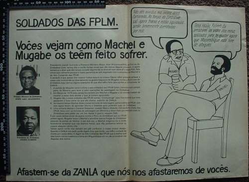 Zimbabwe - Rhodesia leaflet, Muzorewa, Gumede, Mugabe, Machel - ZANLA and Zipra Forces