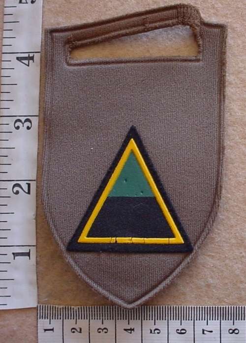 South African Army Infantry Alpha Company arm flash, pin intact, damaged bar (SAI A Coy)